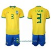 Conjunto (Camiseta+Pantalón Corto) Brasil Thiago Silva 3 Primera Equipación Mundial 2022 - Niño